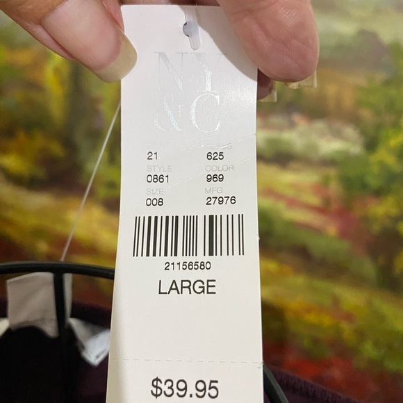 NWT New York & Co size large burgundy maroon v neck sweater‎ with pockets casual - Picture 6 of 9